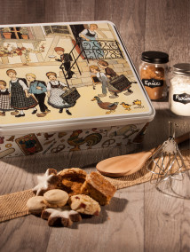 Large biscuit tin with Hansi decoration