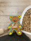 Alsatian gingerbread teddy bear with blue edging 